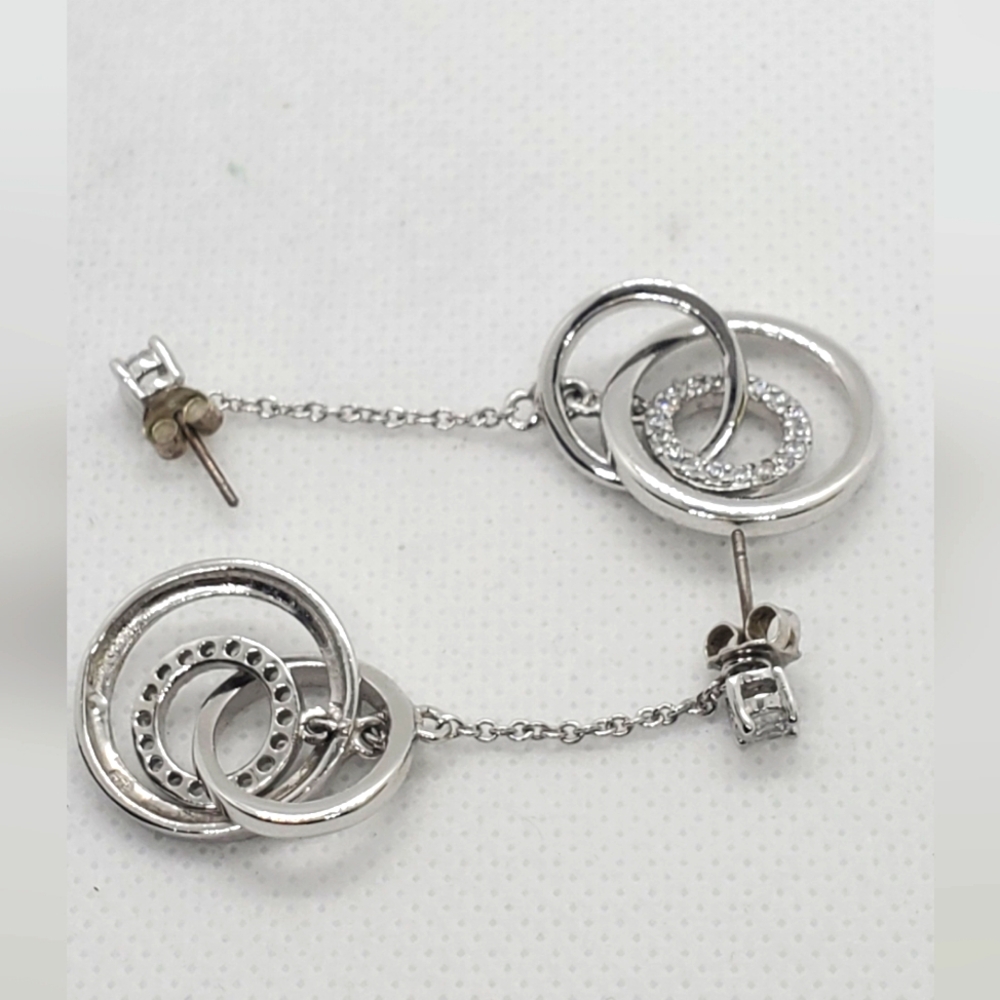 EARRINGS with rhinestones pendants in silver - Picture 3 of 7